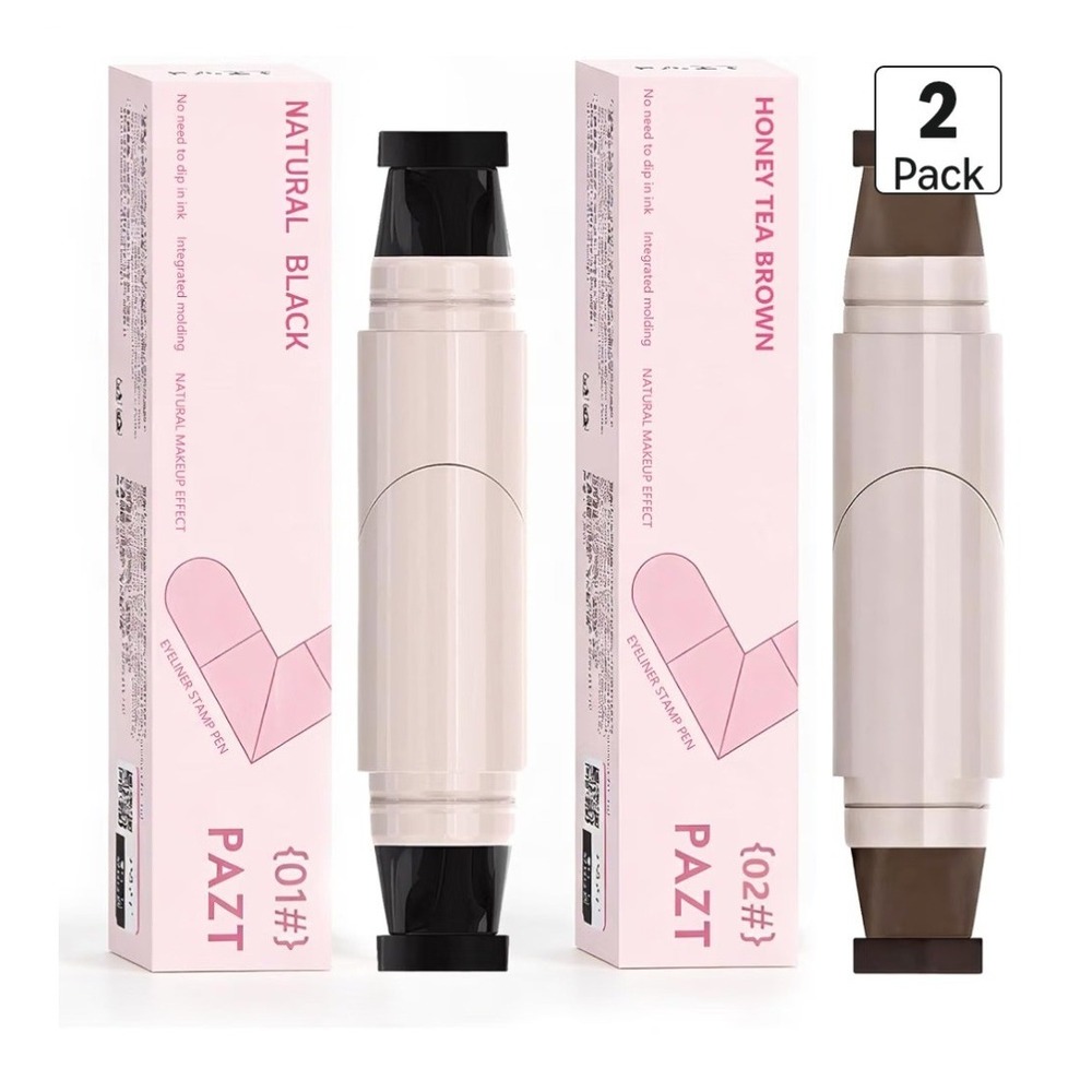 PAZT 2 Pack Eyeliner Stamp Pen Set Natural Black & Honey Tea Brown Waterproof